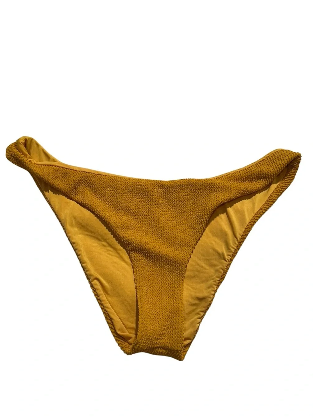 Women's Swim Bottoms Bikini Bottoms Mustard Yellow Textured Stretch Low Rise